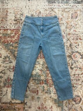 Pilcro and the Letterpress Light Blue Cropped High-Waist Jeans